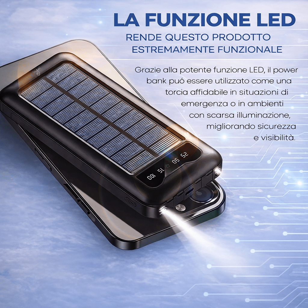 Power Bank Solare 10000 mAh con Cavi Integrati | Energia sempre con te 🔋