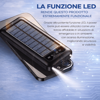 Power Bank Solare 10000 mAh con Cavi Integrati | Energia sempre con te 🔋