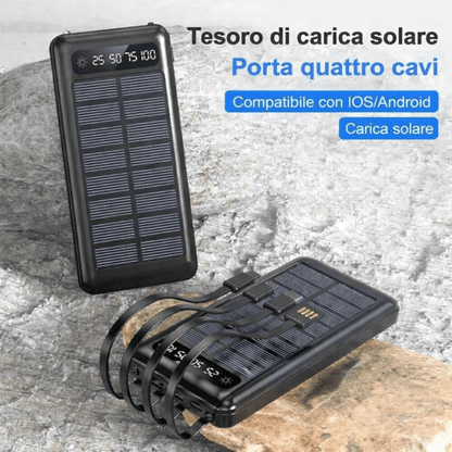 Power Bank Solare 10000 mAh con Cavi Integrati | Energia sempre con te 🔋